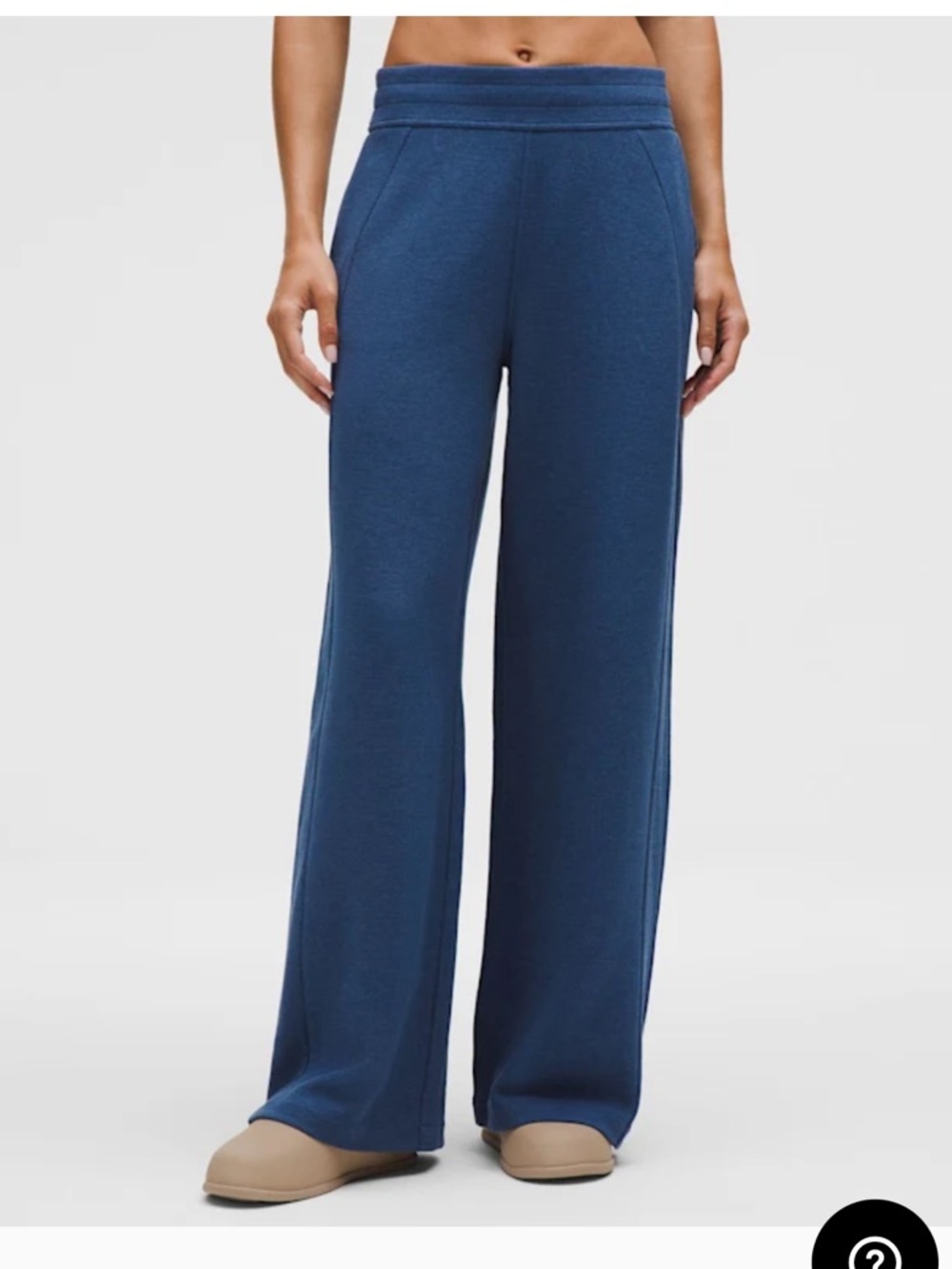 Lululemon NWT Size M Heathered Blue Twill Scuba Mid-Rise Wide-Leg Pant Waffle